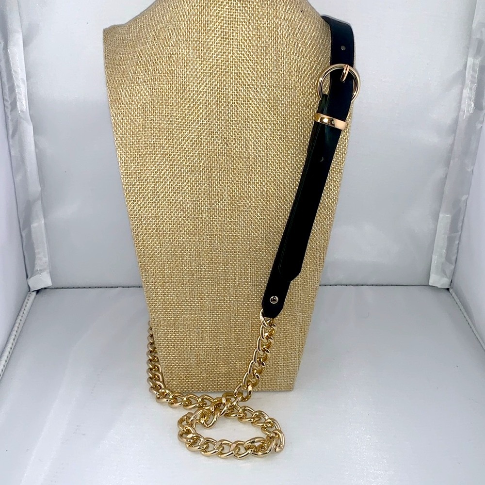 Belt Thin Gold Chain with Black Accents Large